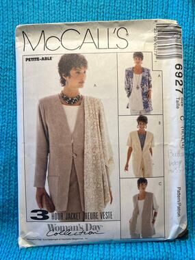McCalls 6927 boxy blazer boyfriend 1980s pattern size 10 12 14